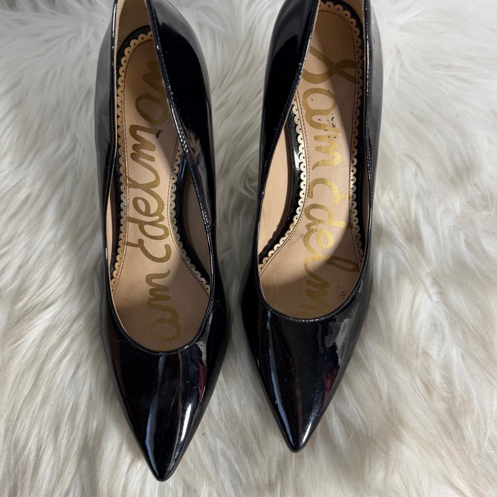 Sam Edelman Hazel Pointed Toe Pump Black Patent Leather Stiletto Heel Size 6N - Picture 3 of 6
